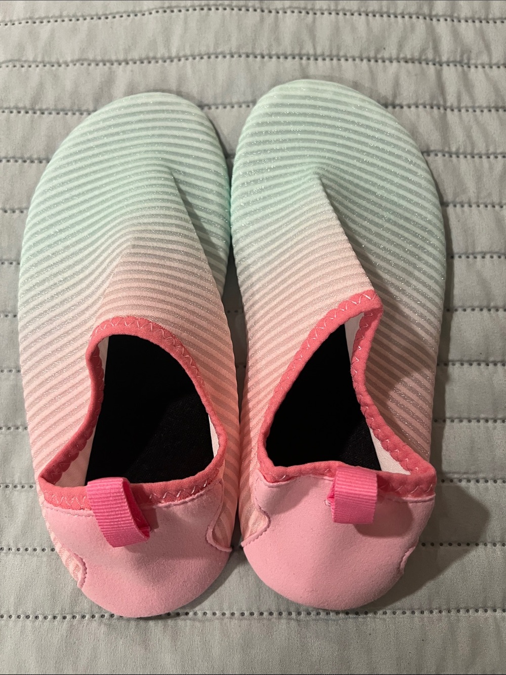 Kids Ombre Pink & Mint Water Shoes - Slip-On Swim Shoes